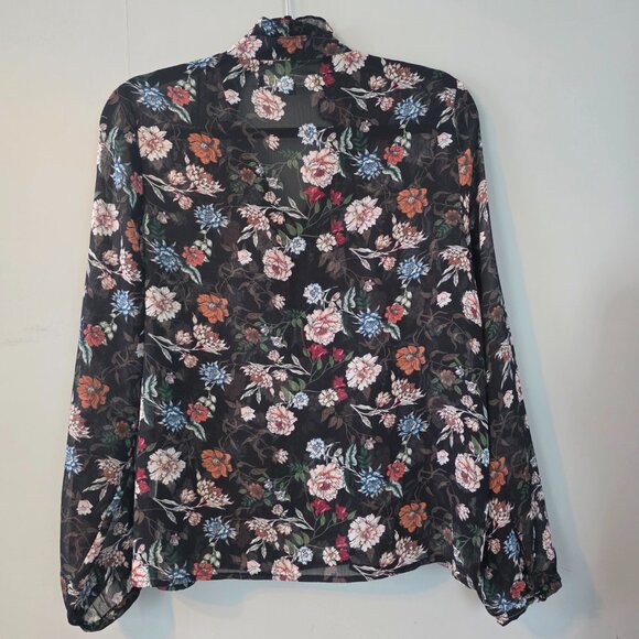 Jessica Graaf Black Floral Chiffon Blouse. Size Large. Like New. UK - Picture 7 of 13